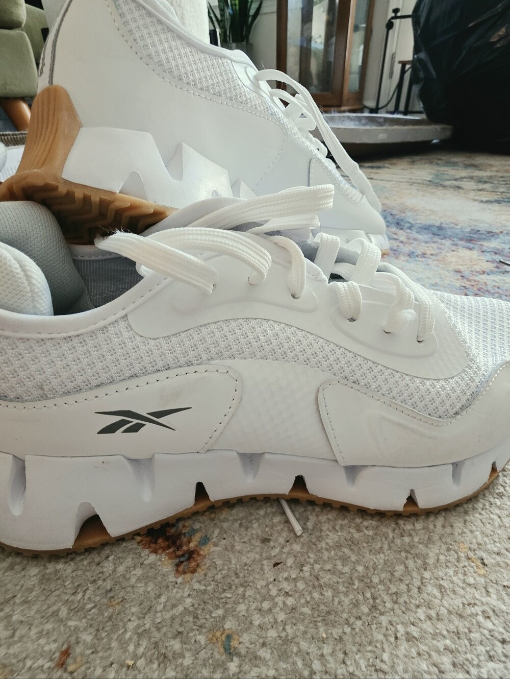 Reebok Zig Kinetica All-White Sneakers with Gum Sole
